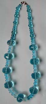 Glass Faceted Necklace Beads, blue topaz color from orissa gems 
